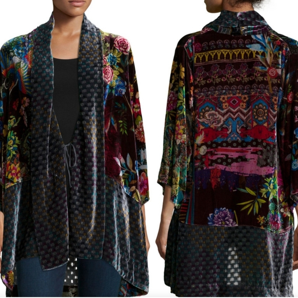 NWT Johnny Was Plus Size Boho Dream Multiprint Velvet Silk Kimono Size 1X